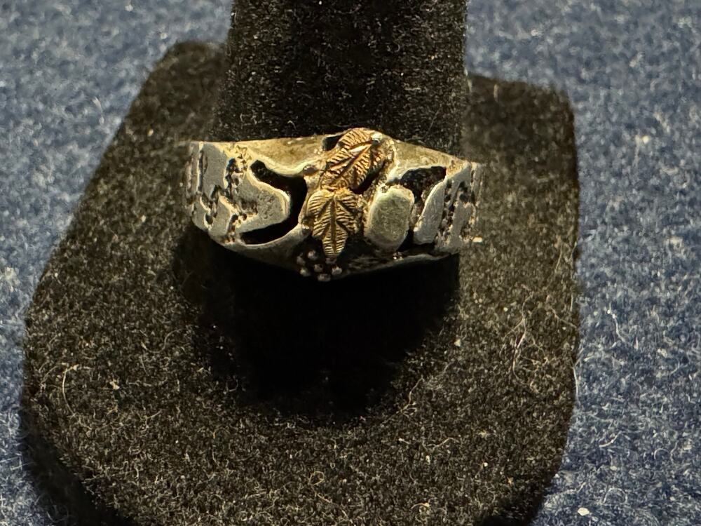 925 Sterling Rushmore Gold Company Grapeline Motif Leaves 10k Size 9